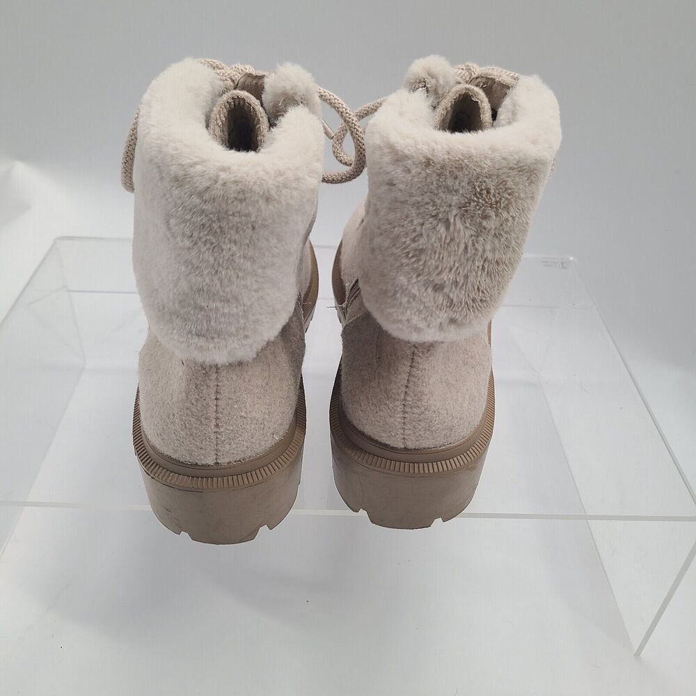 Anne Klein I-Flex Carmine Ankle Boots Size 10M Beige Zip & Lace-Up CARM01F9 - Picture 5 of 11